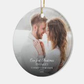 Onze eerste verloofde kerstvakantie keramisch ornament (Links)