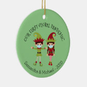 Onze eerste wereldwijde pandemie 2020 Elf Chritsma Keramisch Ornament (Rechts)