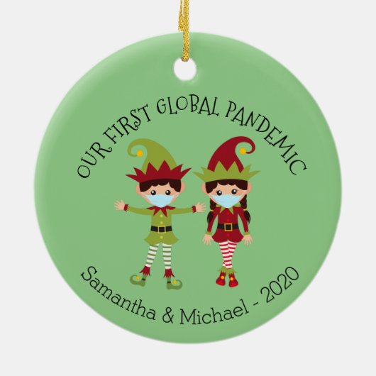Onze eerste wereldwijde pandemie 2020 Elf Chritsma Keramisch Ornament (Achterkant)