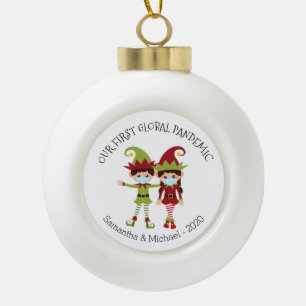 Onze Eerste Wereldwijde Pandemie 2020 Elf Kerstmis Keramische Bal Ornament