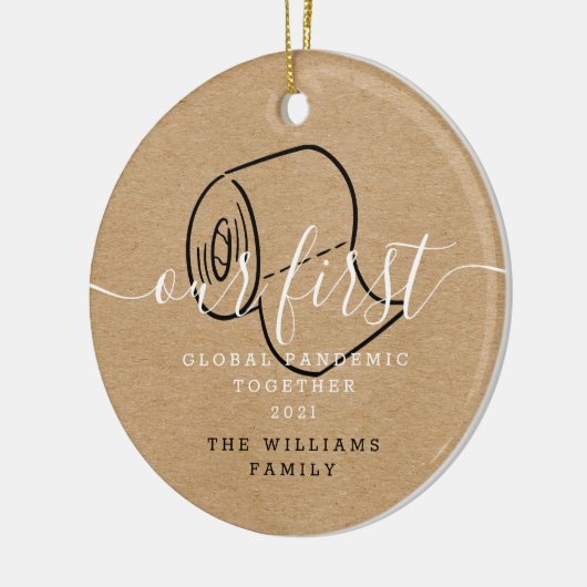 Onze Eerste Wereldwijde Pandemische Kerstvakantie  Keramisch Ornament (Links)