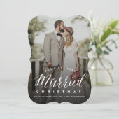 Onze eerste zeer gehuwde Kerstman Mr & Mrs Wedding Feestdagenkaart (Staand voorkant)