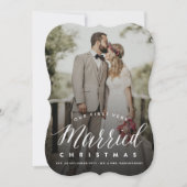 Onze eerste zeer gehuwde Kerstman Mr & Mrs Wedding Feestdagenkaart (Voorkant)