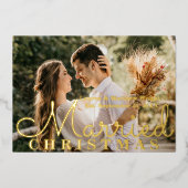 Onze eerste zeer gehuwde Kerstman Mr & Mrs Wedding Folie Uitnodiging (Voorkant)