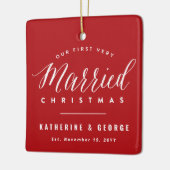 Onze eerste zeer gehuwde Kerstman Mr & Mrs Wedding Keramisch Ornament (Links)