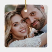 Onze eerste zeer gehuwde Kerstman Mr & Mrs Wedding Keramisch Ornament (Achterkant)