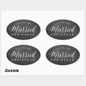Onze eerste zeer gehuwde Kerstman Mr & Mrs Wedding Ovale Sticker (Vel)
