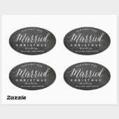 Onze eerste zeer gehuwde Kerstman Mr & Mrs Wedding Ovale Sticker (Vel)