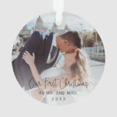 Onze eerste zwarte kerstfoto ornament (achterkant)