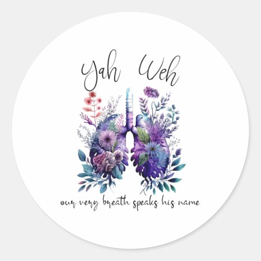 Onze eigen adem spreekt zijn naam YHWH Christelijk Ronde Sticker (Voorkant)