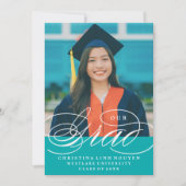 ONZE ELEGANTE SCRIPT GRAD | AFSTUDEERUITNODIGING KAART (Voorkant)