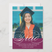 ONZE ELEGANTE SCRIPT GRAD | AFSTUDEERUITNODIGING KAART (Voorkant)