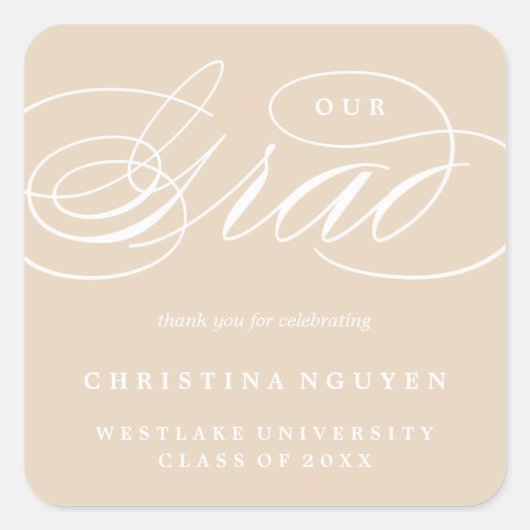 ONZE ELEGANTE SCRIPT GRAD | BEDANKT STICKER (Voorkant)