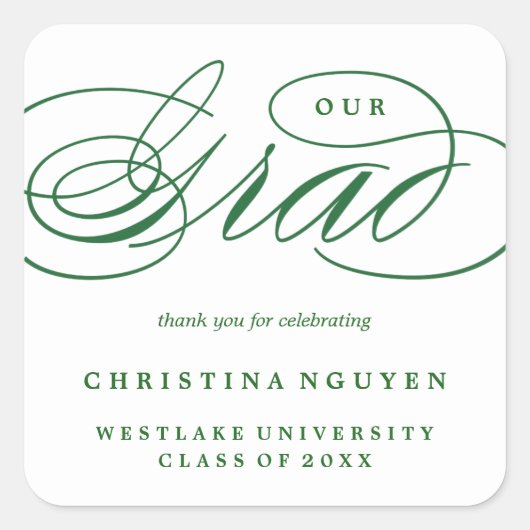 ONZE ELEGANTE SCRIPT GRAD | BEDANKT STICKER (Voorkant)