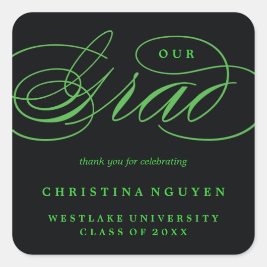 ONZE ELEGANTE SCRIPT GRAD | BEDANKT STICKER (Voorkant)