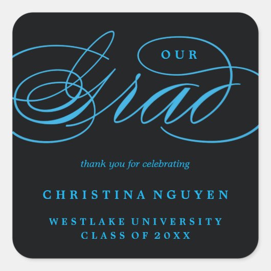 ONZE ELEGANTE SCRIPT GRAD | BEDANKT STICKER (Voorkant)