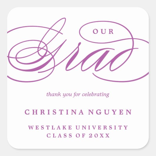 ONZE ELEGANTE SCRIPT GRAD | BEDANKT STICKER (Voorkant)