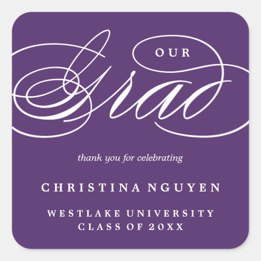 ONZE ELEGANTE SCRIPT GRAD | BEDANKT STICKER (Voorkant)