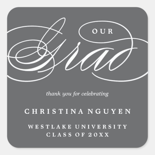 ONZE ELEGANTE SCRIPT GRAD | BEDANKT STICKER (Voorkant)