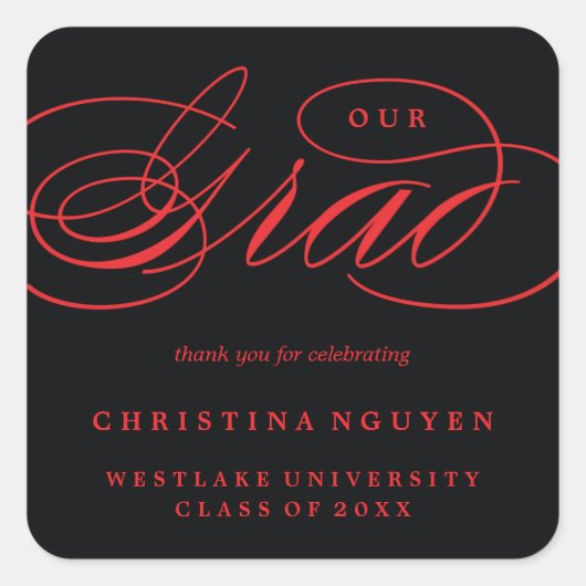 ONZE ELEGANTE SCRIPT GRAD | BEDANKT STICKER (Voorkant)