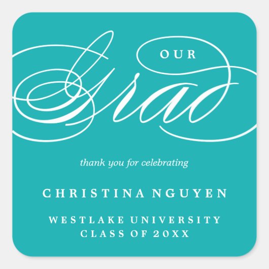 ONZE ELEGANTE SCRIPT GRAD | BEDANKT STICKER (Voorkant)