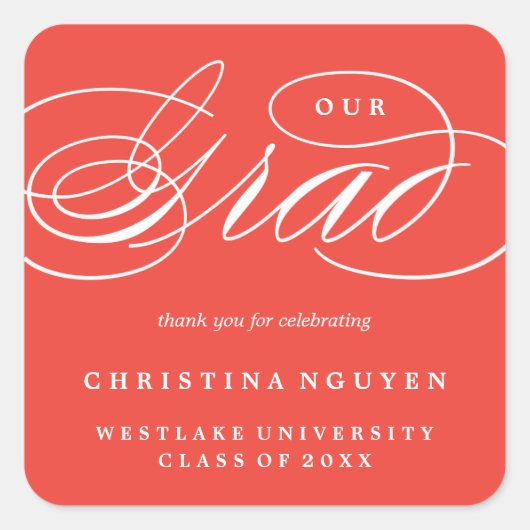 ONZE ELEGANTE SCRIPT GRAD | BEDANKT STICKER (Voorkant)