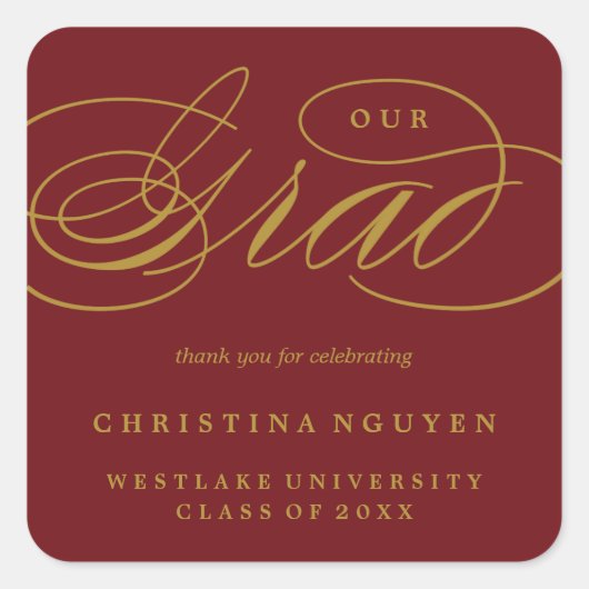 ONZE ELEGANTE SCRIPT GRAD | BEDANKT STICKER (Voorkant)