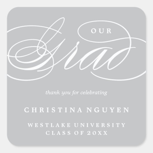 ONZE ELEGANTE SCRIPT GRAD | BEDANKT STICKER (Voorkant)