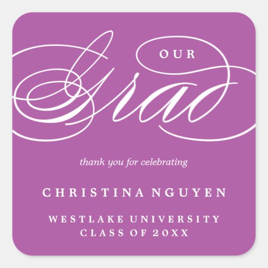 ONZE ELEGANTE SCRIPT GRAD | BEDANKT STICKER (Voorkant)