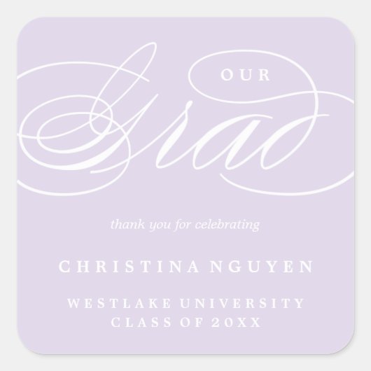 ONZE ELEGANTE SCRIPT GRAD | BEDANKT STICKER (Voorkant)