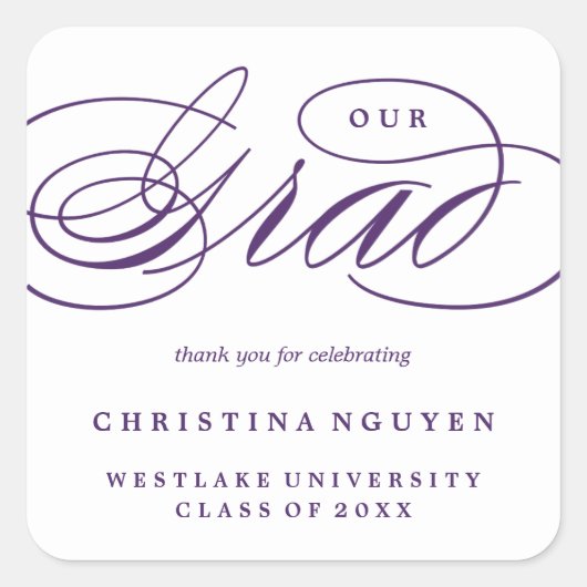 ONZE ELEGANTE SCRIPT GRAD | BEDANKT STICKER (Voorkant)