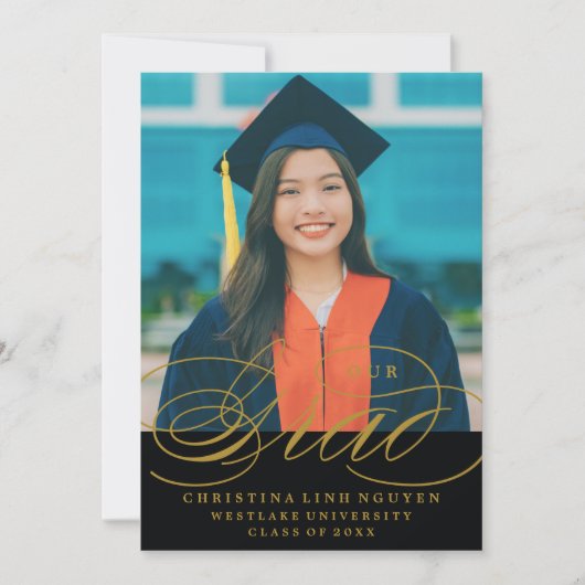 ONZE ELEGANTE SCRIPT GRAD | UITNODIGING TOT AFSTUD (Voorkant)