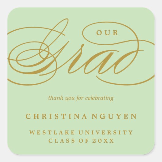 ONZE ELEGANTE SCRIPTIE AFSTUDEERD | DANKJE STICKER (Voorkant)