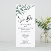 Onze Eucalyptusbladeren Groene Huwelijksprogramma' Programmakaart (Staand voorkant)
