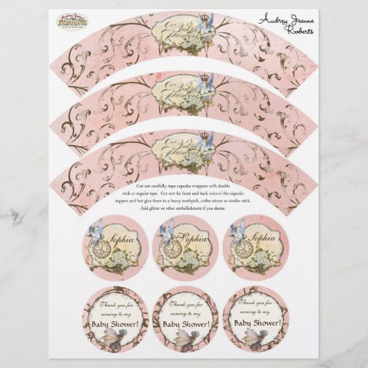Onze Faerie Princess, Baby shower Cupcake Wrapper Flyer (Voorkant)