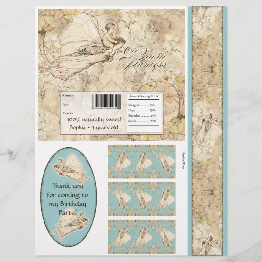 Onze Faerie Princess, Meisje Verjaardag Snoep Wrap Flyer (Voorkant)