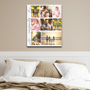 Onze familie Fotocollage Schattigee Doodle Hearts Canvas Afdruk