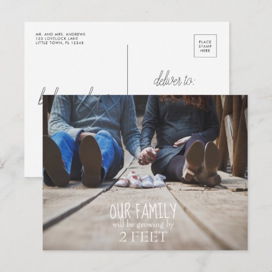 Onze familie groeit met een 2-inch postkaart (Voorkant / Achterkant)