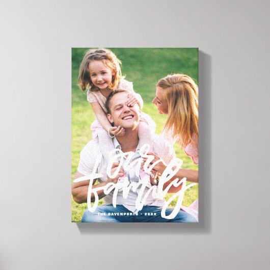 Onze familie Hand Lettered Script gepersonaliseerd Canvas Afdruk (Voorkant)