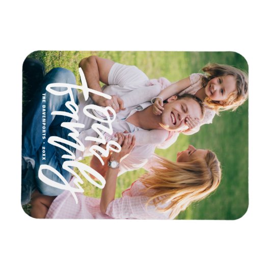 Onze familie handgeschreven script  magneet (Horizontaal)