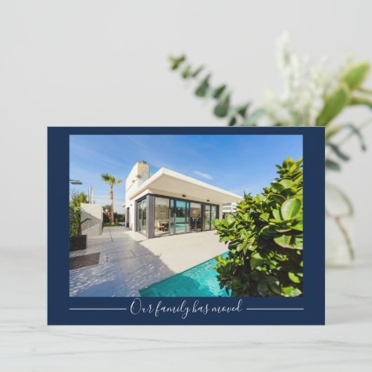 Onze familie heeft Custom House Photo Navy Blue ve Aankondiging (Staand voorkant)