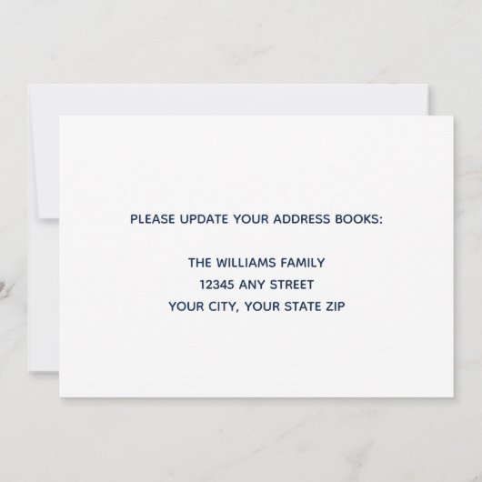 Onze familie heeft Custom House Photo Navy Blue ve Aankondiging (Achterkant)