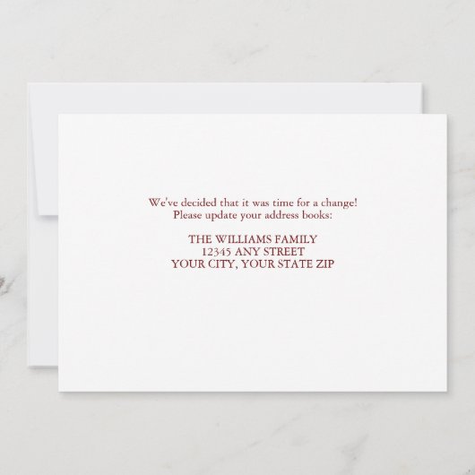 Onze familie heeft Custom House Photo Red Moving Aankondiging (Achterkant)