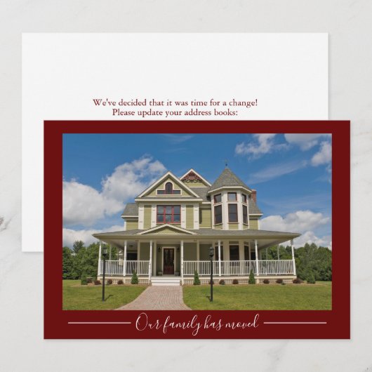 Onze familie heeft Custom House Photo Red Moving Aankondiging (Voorkant / Achterkant)