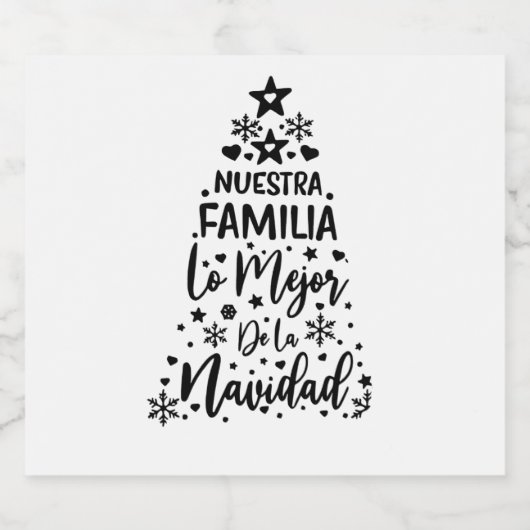 Onze Familie Het Beste Van Kerstmis Sparkling Wijnetiket (Enkel label)