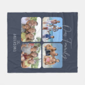 Onze familie kalligrafie script 4 foto's blauw fleece deken (Voorkant (Horizontaal))