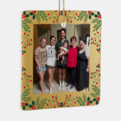Onze Familie Kerstfoto Goud en Holly Lijst Keramisch Ornament (Rechts)