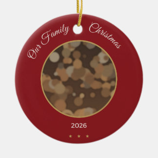 Onze Familie Kerstmis 2026 Rode Foto Ornament