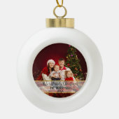 Onze familie Kerstmis foto Twinkling Gold Glitter Keramische Bal Ornament (Voorkant)