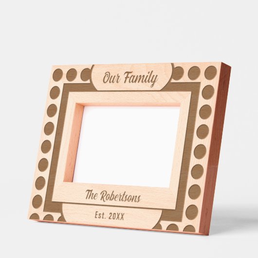 Onze familie Modern Circle Square Houten Afbeeldin Gegraveerde Lijstjes (Links)